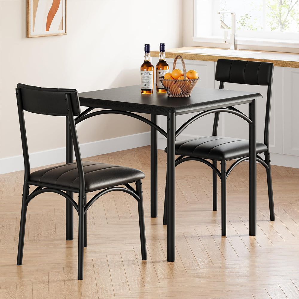 3-Piece Dining Table Set for 2, Kitchen Table Set with 2 Upholstered Chairs, ...