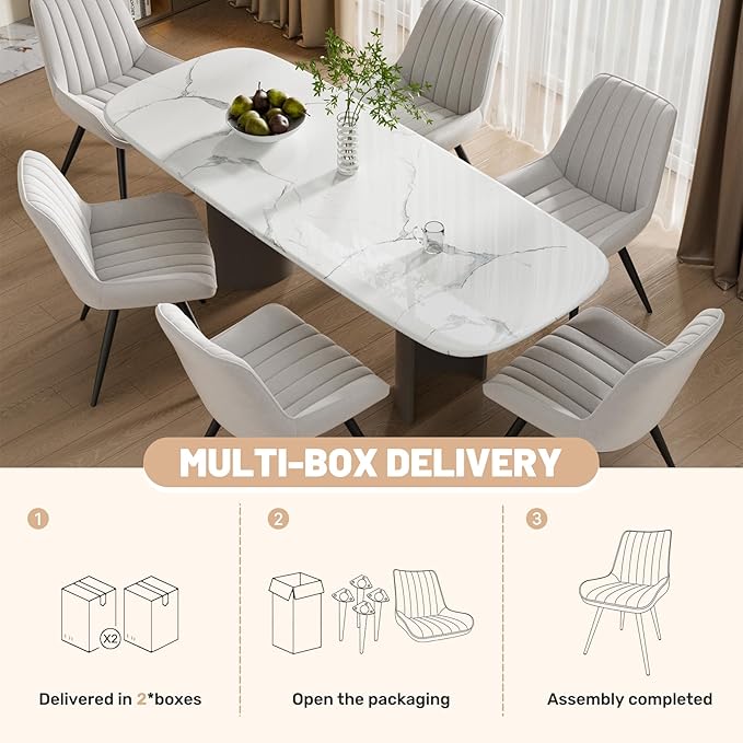 Dining Chairs Set of 6, Mid Century Modern Kitchen Chairs with Soft Cushion, ...