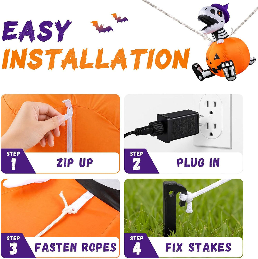Inflatable Halloween Decoration Outdoor, Blow Up Dinosaur Yard LEDs Decor