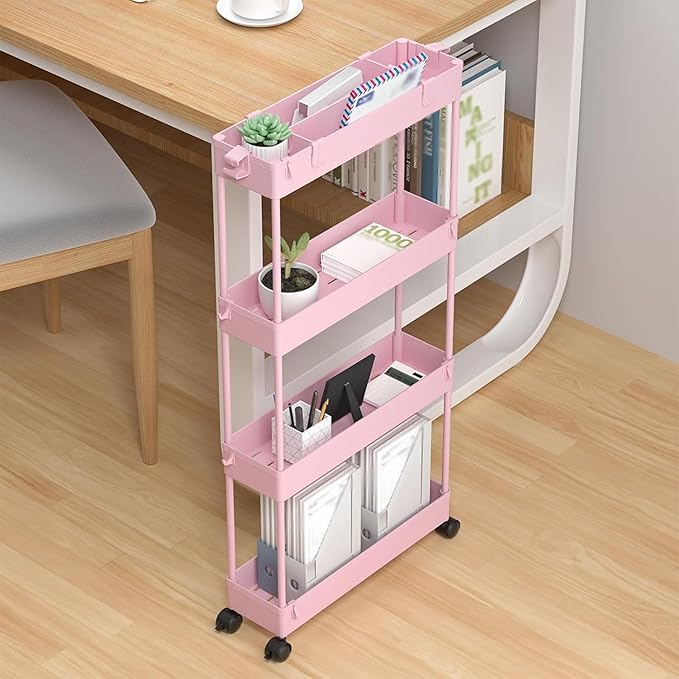 SPACELEAD 2-piece Set Slim Storage Cart 3 Tier, Bathroom Organizer Rolling