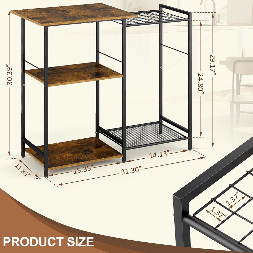 Kitchen Stand with Pots Rack, Utility Microwave Oven Stand with Storage, 5 Ti...