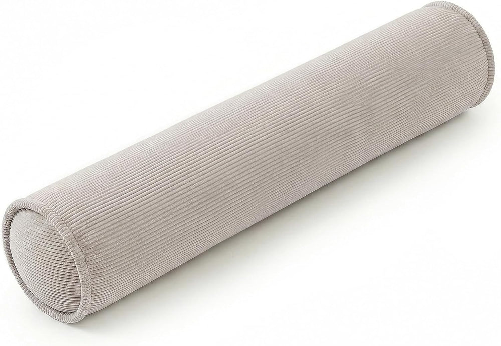 Corduroy Long Pillow for Bed, 39 x 7.87 Inches, Beige Gray