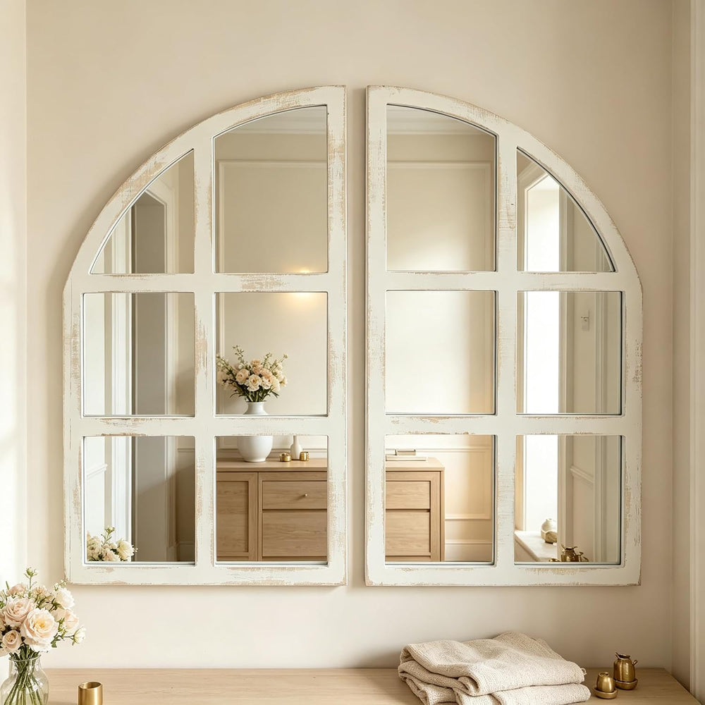 FLORA Farmhouse Mirror, Arch Window Entryway Large Wall Decor Mirror