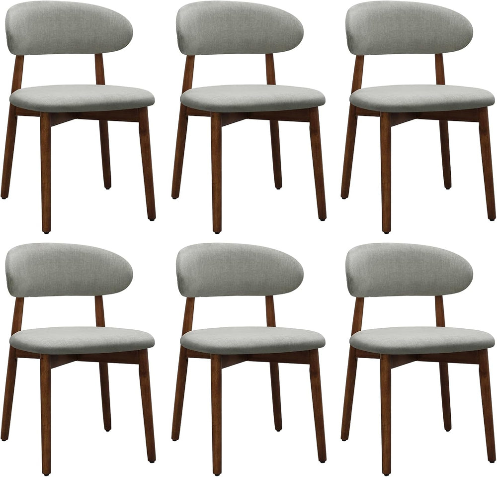 Farmhouse Dining Chairs Set of 6, Mid Century Modern Fabric Upholstered Kitch...