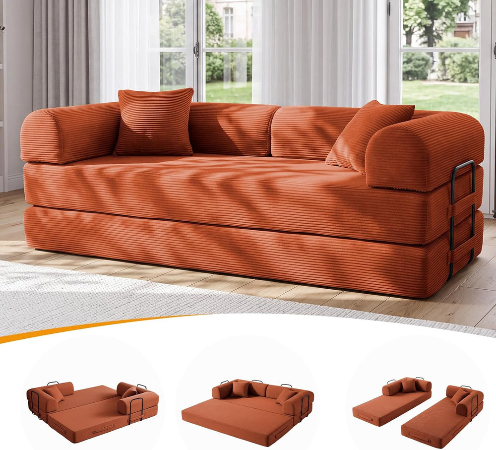 79" Convertible Sofa Bed Set, 4 in 1 Boneless Couch for Living Room