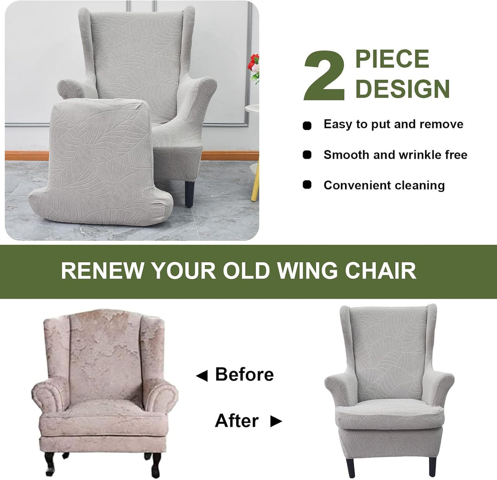HAOYONG Waterproof Wing Chair Slipcovers Stretch Wingback Chair Covers 3 Piec...