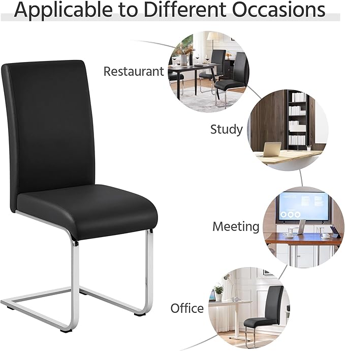 Yaheetech Dining Chairs Set of 2 Modern Faux Leather Upholstered Dining Room ...