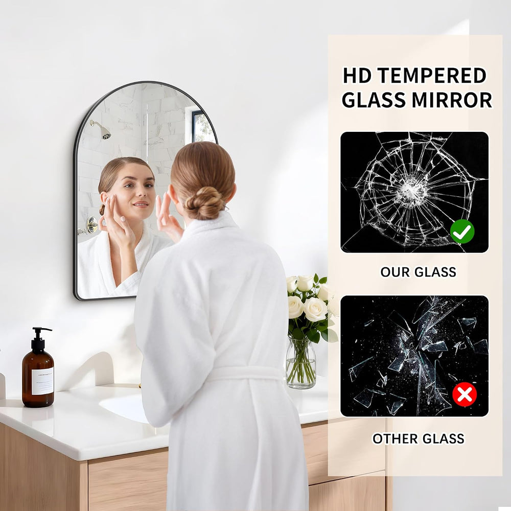 Arched Bathroom Mirror 24x16 Inch 2-Pack, Black Bathroom Mirror Wall Mounted ...