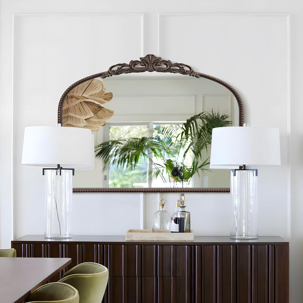 Micasso Vintage Bronze Arched Mirror: 32"x24" Baroque Antique Vanit...