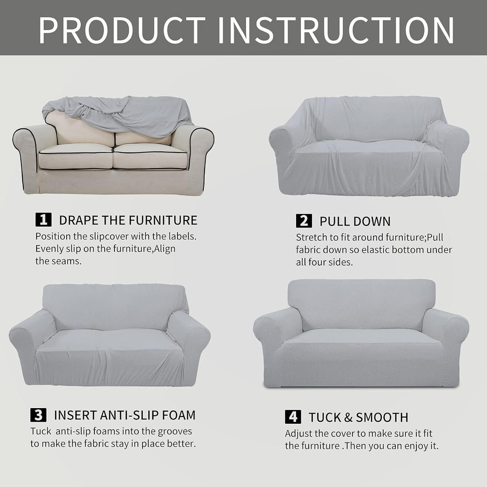 Easy-Going Stretch Couch Covers for Sofa Washable Large Silver Gray