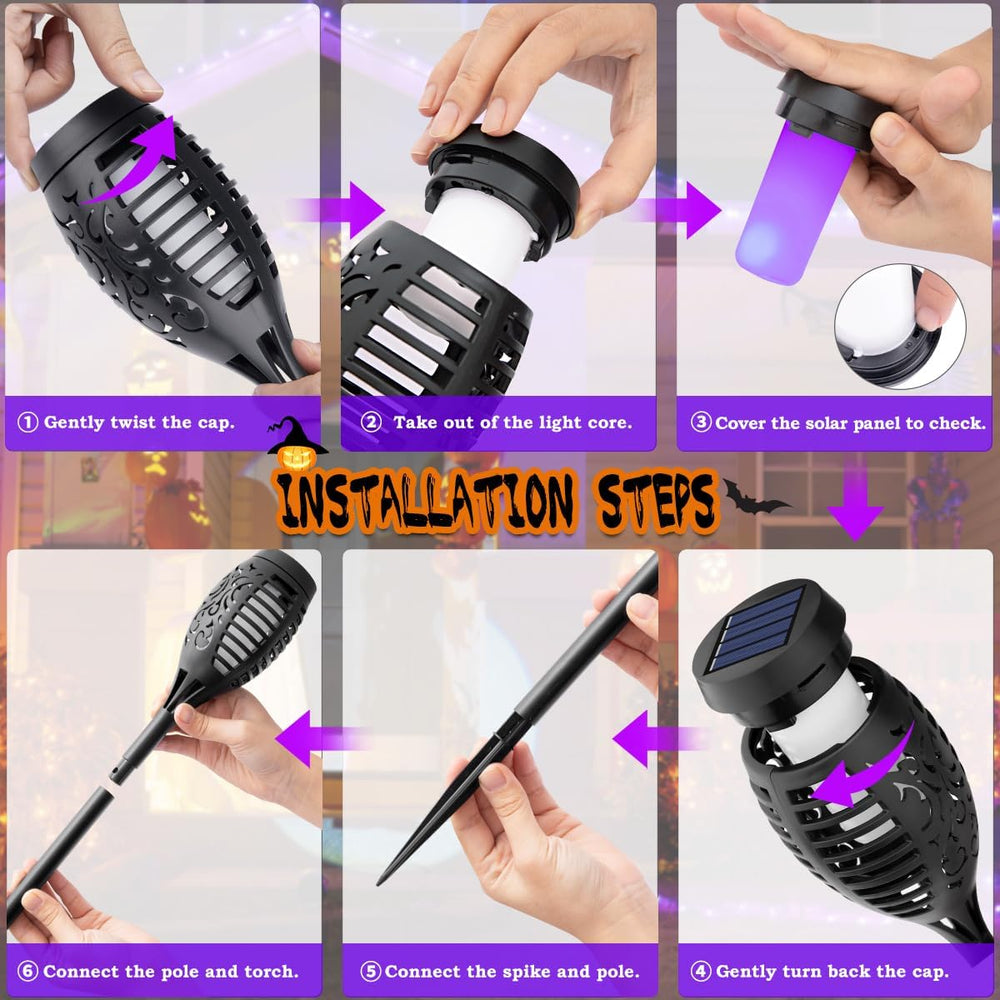 10Pack Purple Solar Halloween Lights for Halloween Decorations Outdoor