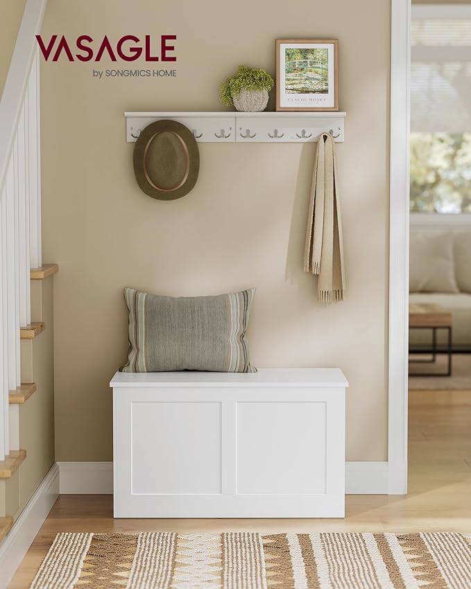 VASAGLE Storage Chest, Storage Trunk with 2 Safety Hinges, Storage Bench, Sho...