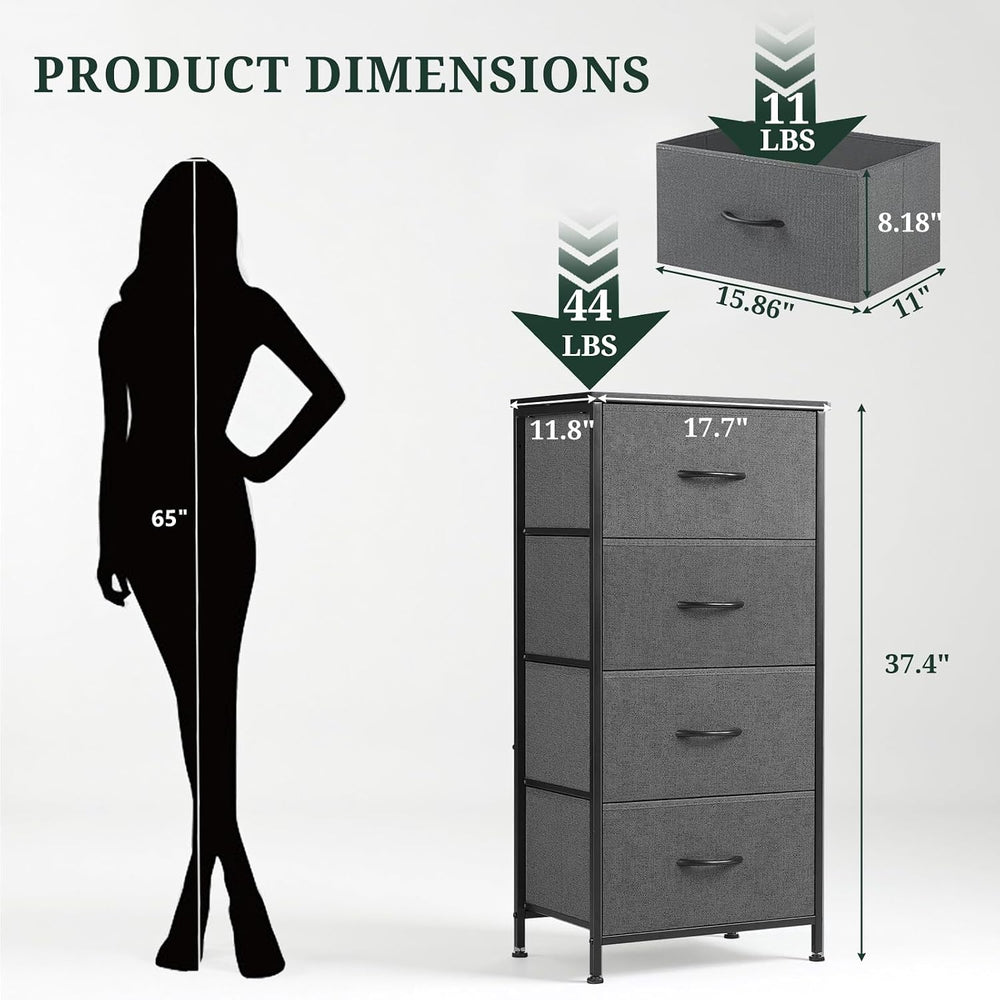4 Drawers Dresser for Bedroom Fabric Storage Tower with Wooden Top