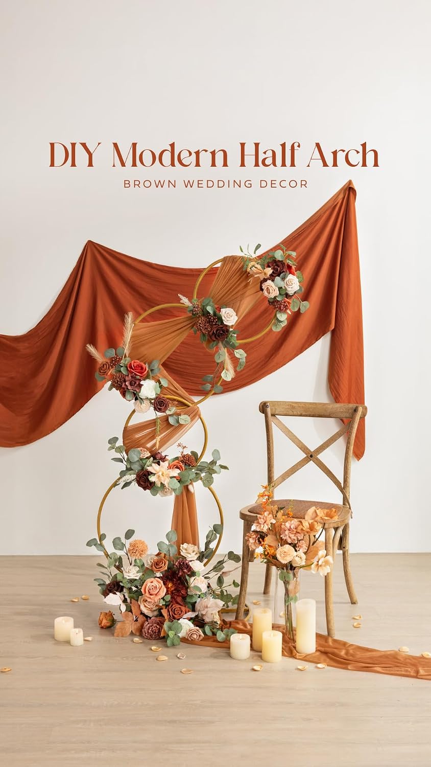 Ling's moment Boho Artificial Flowers Greenery Deluxe Combo, Burnt Orange