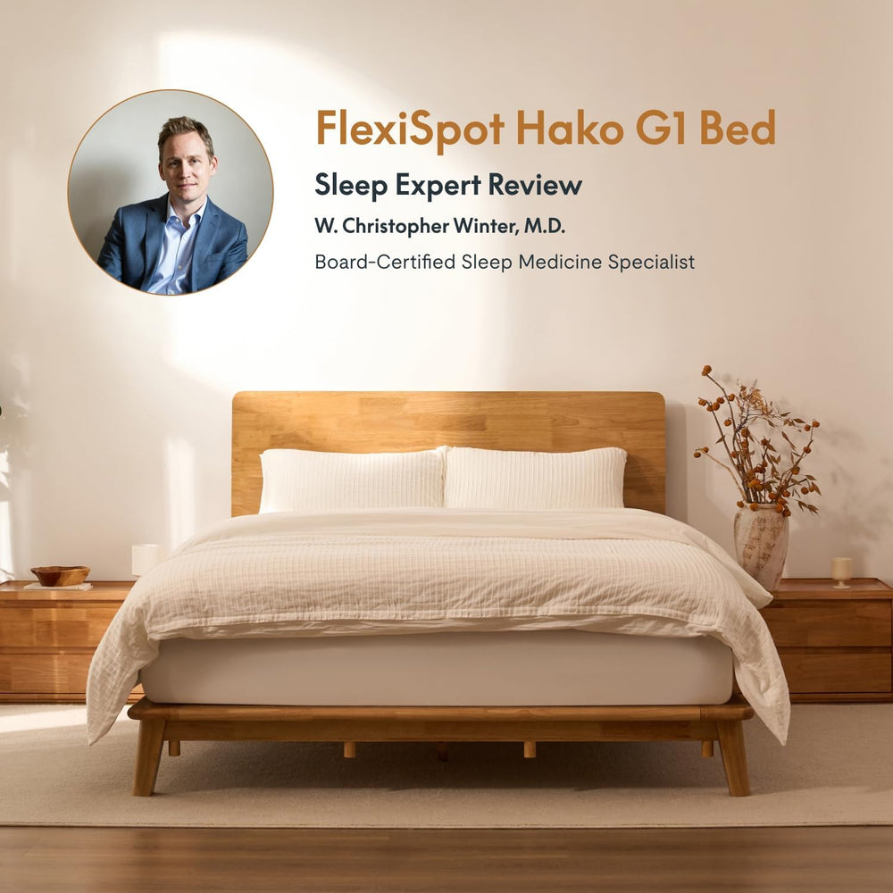 FLEXISPOT Hako G1 Queen Solid Wood Platform Bed with Tool-Free Assembly