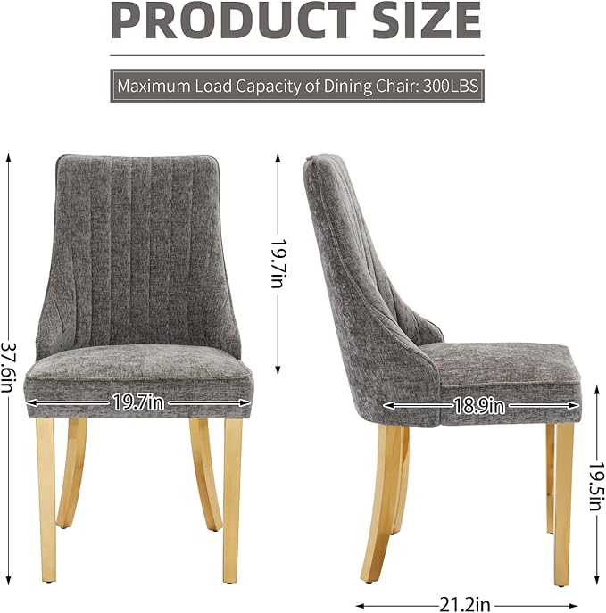 Dining Chairs Set of 4,Modern Channel Tufted Upholstered Dining Chairs with G...