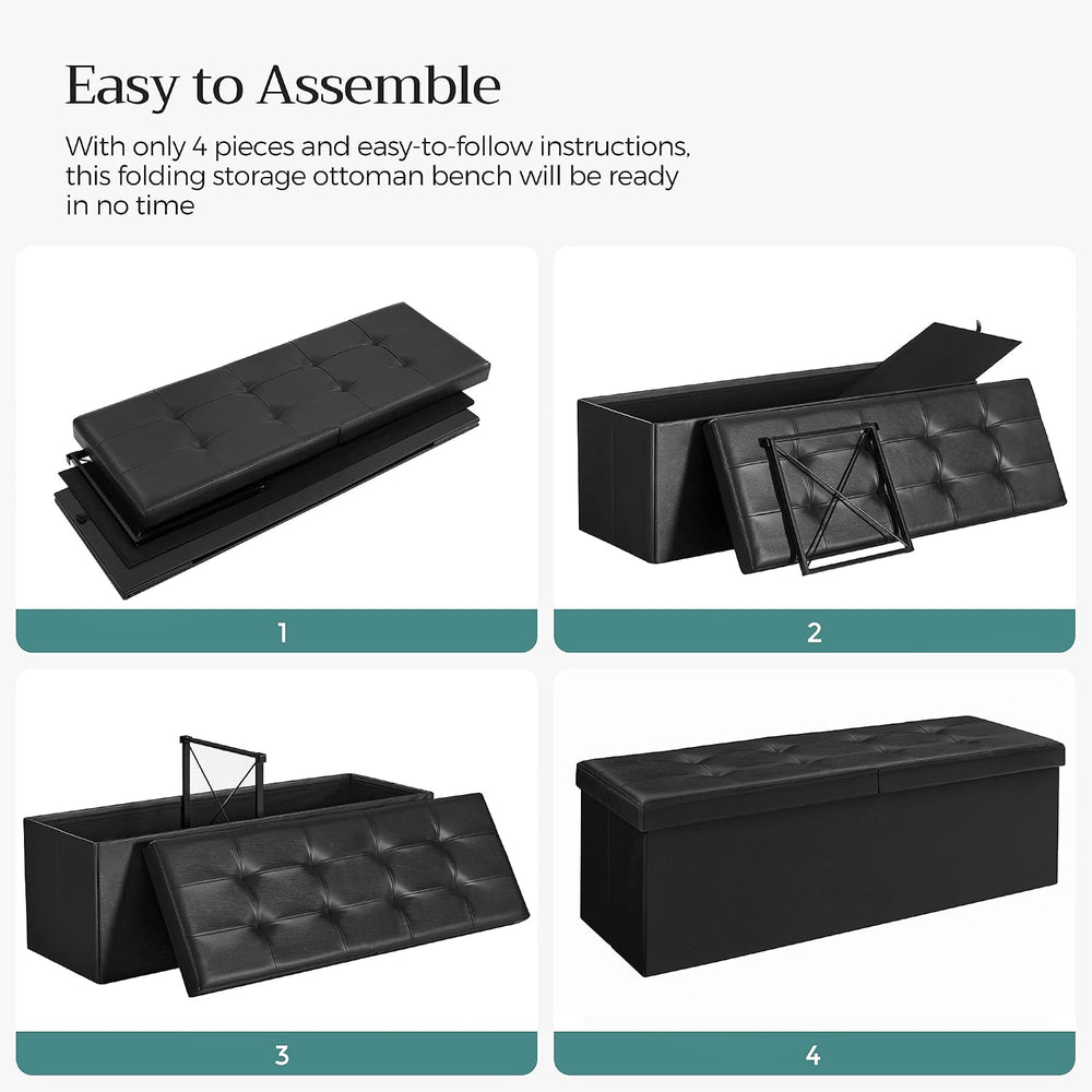 SONGMICS 43.3 Inches Folding Storage Ottoman Bench with Flipping Lid