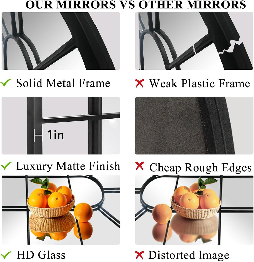 HQiJun Wall Mirror Window Decorative Mirrors Arched Farmhouse for Living Room...