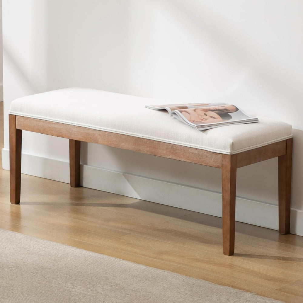 chairus Padded Entryway Bench Linen Upholstered Dining Table Benches Farmhous...