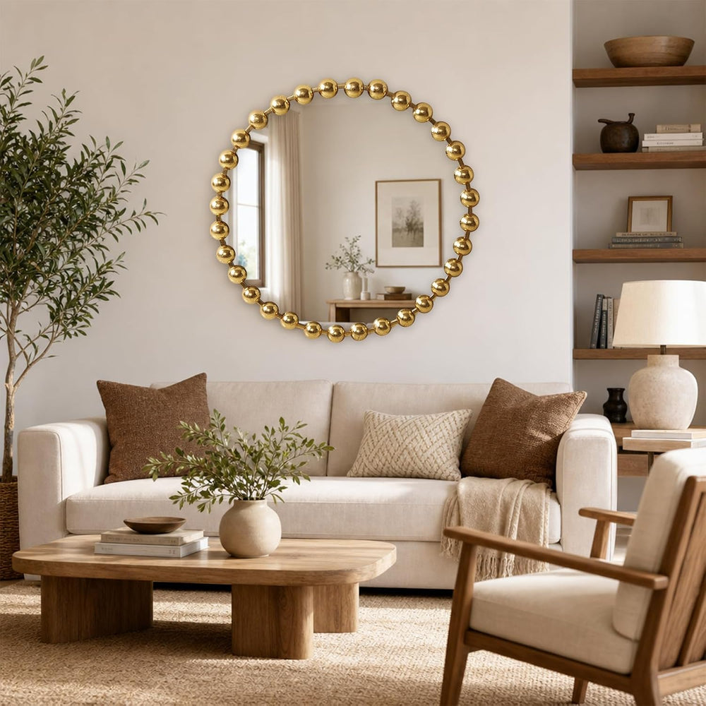 Madison Park 27 inch Gold Round Mirror, Round Mirrors for Wall Decor, Metal F...