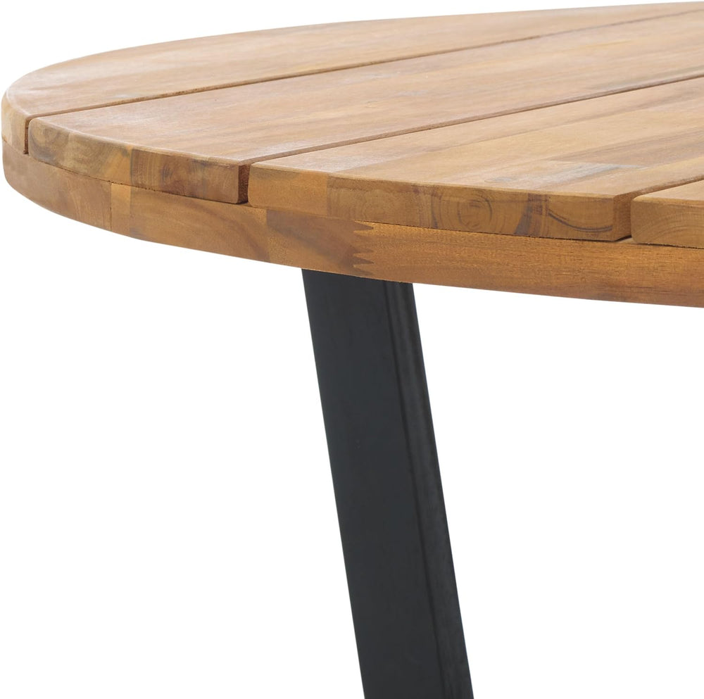 SAFAVIEH Outdoor Leo Wood Coffee Table, 39.4" Natural/Black PAT7319B