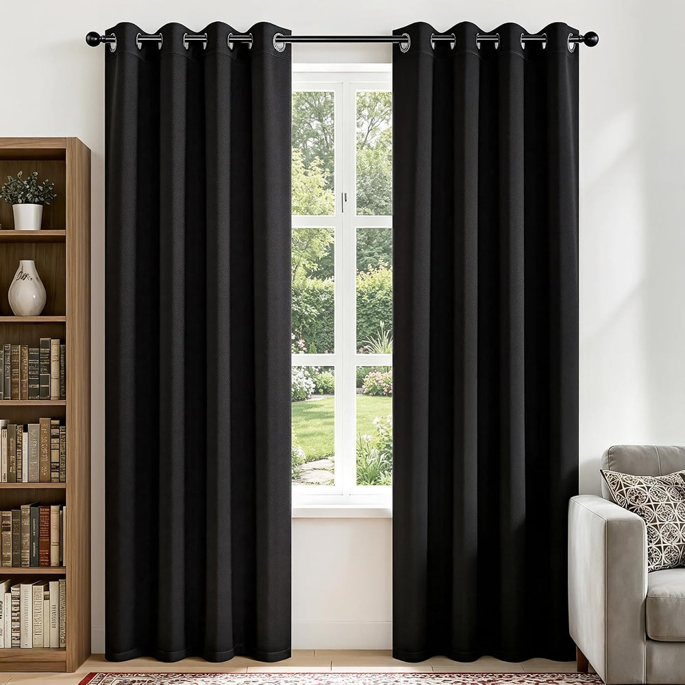 Joydeco Blackout Curtains 90 Inches Long, Black Curtains 2 Panels Set Thermal...