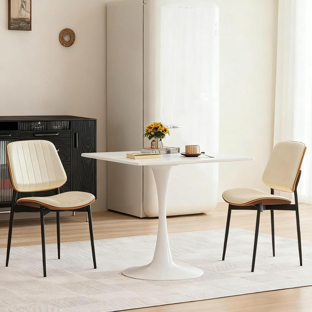 Square Dining Table, 31.5" Tulip Table with Thickened Tabletop & Met...