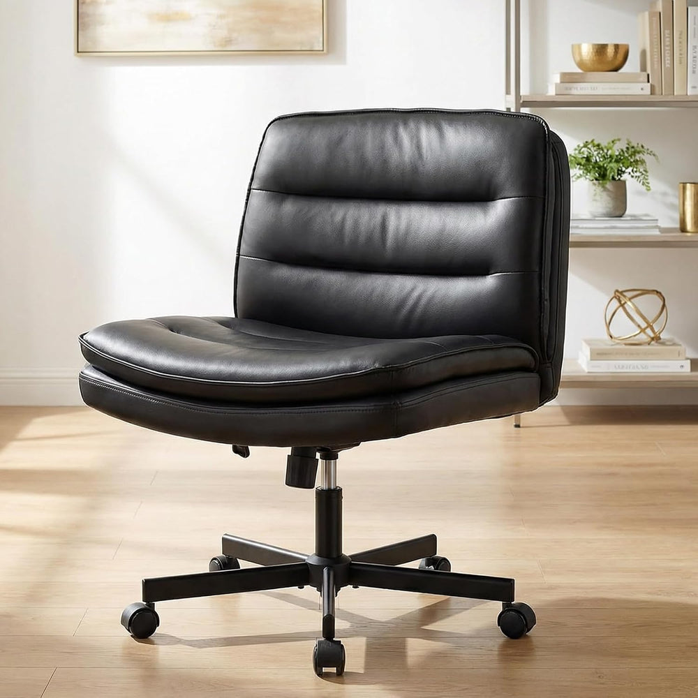 GTPLAYER Cross Legged Office Chair, Armless Desk Chair Cute Vanity Chair with...