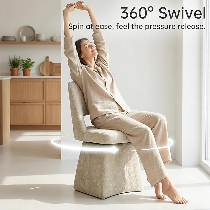 VKNOW Upholstered Swivel Dining Chairs Set of 2, Modern Dining Room Chairs wi...