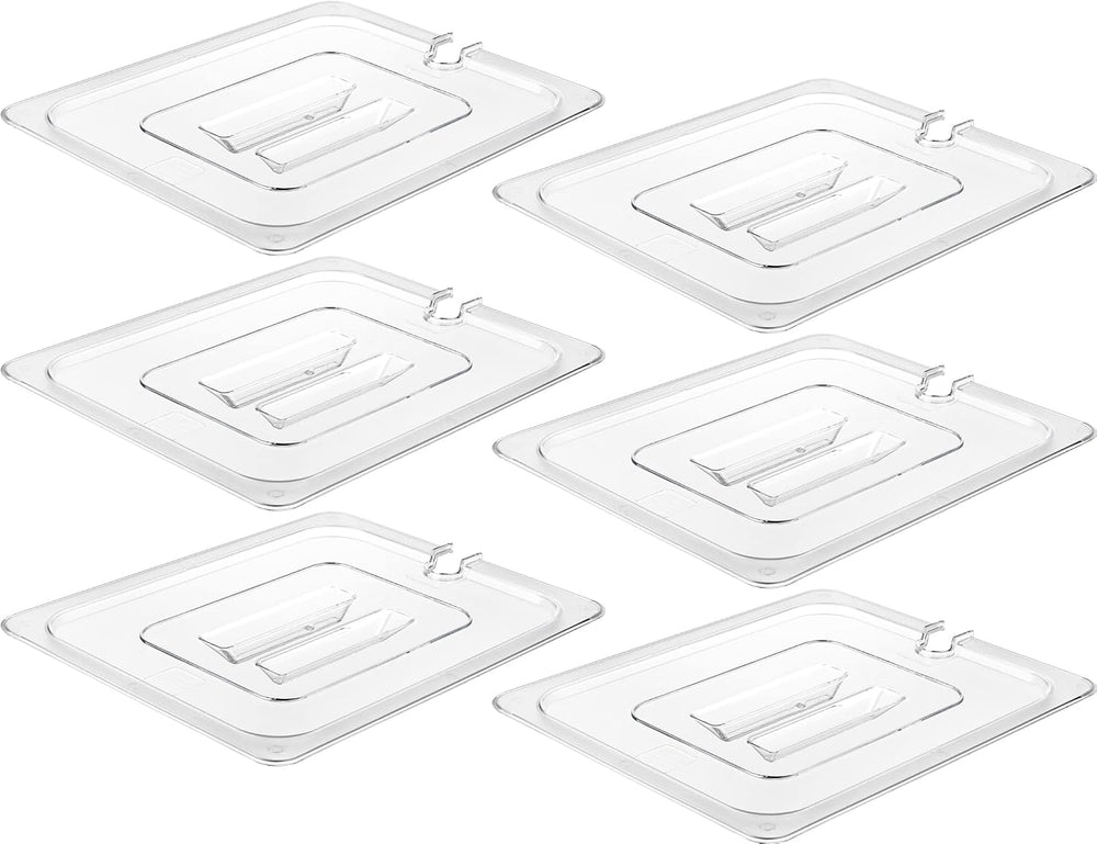 CURTA 6 Pack NSF Notched Food Pan Cover, 1/2 Size Clear Polycarbonate Lid