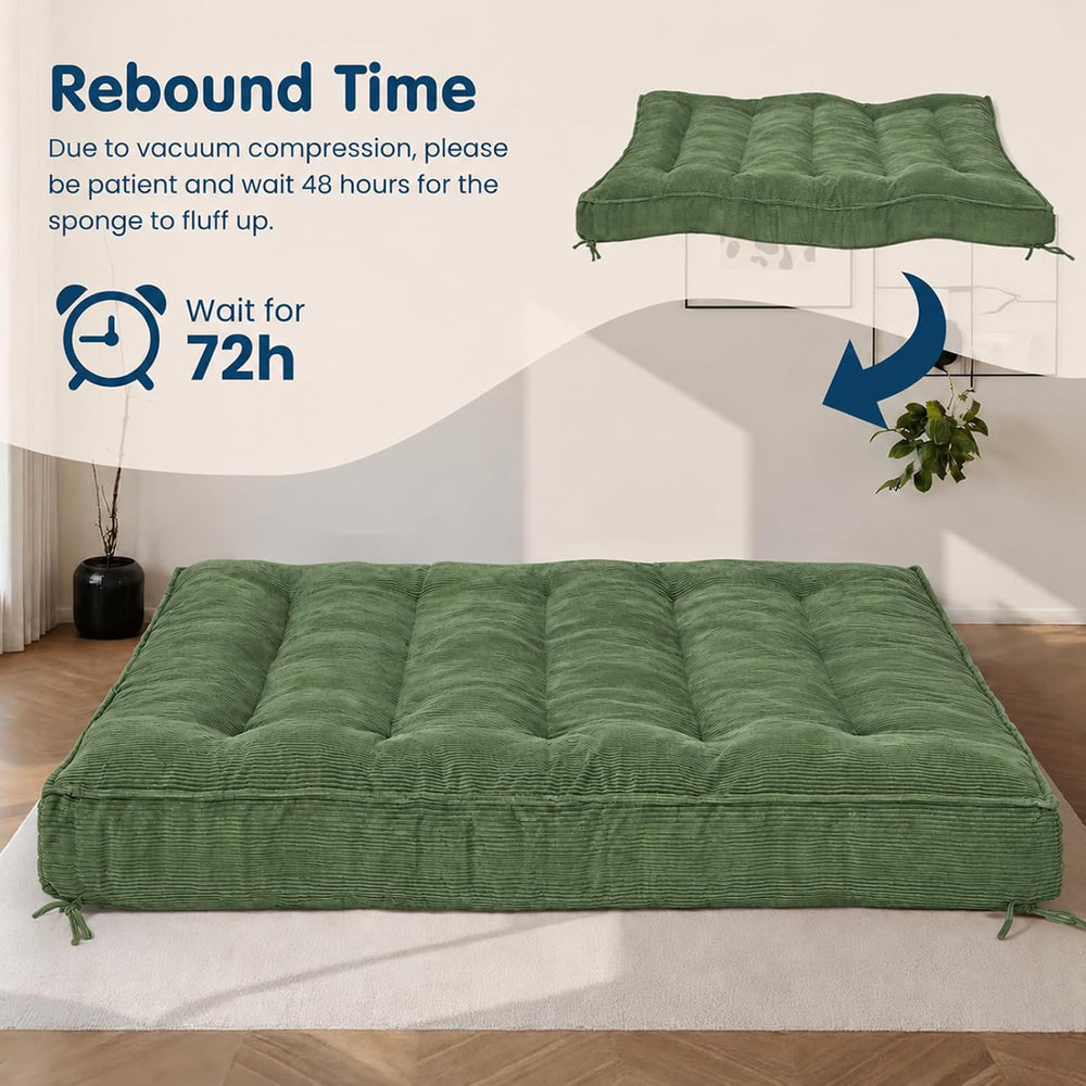 8 Inch Futon Mattress Queen Size, Green (Frame Not Included)
