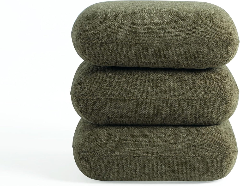 Get Set Style 360ยฐ Swivel Linen Ottoman, Modern Upholstered Foot Stool, Multi...