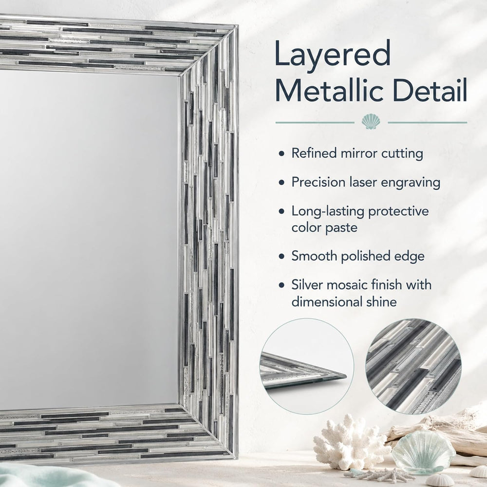 Head West 24"x30" Reeded Tiled Grey Mosaic Accent Vanity Mirror for...