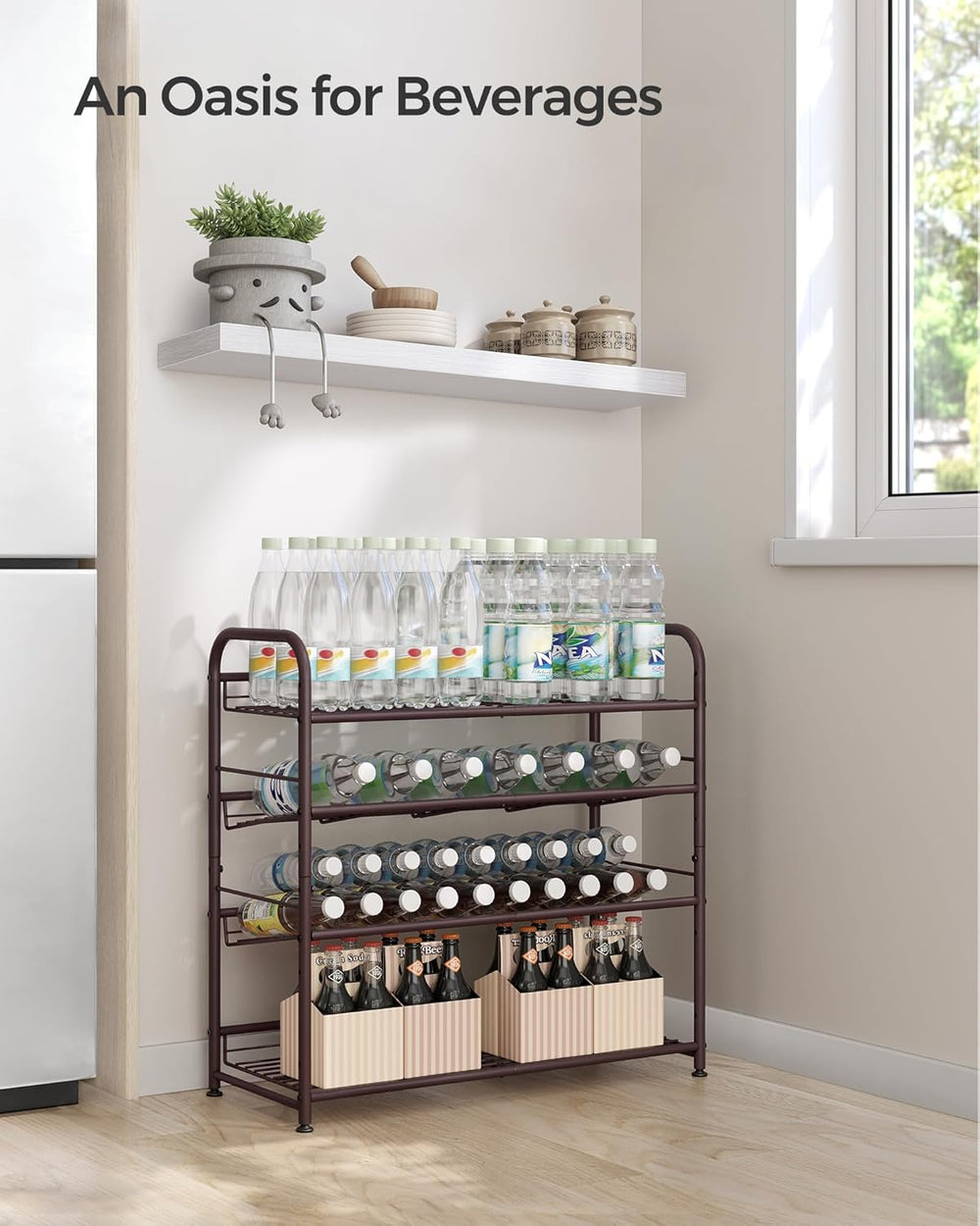 SONGMICS Stackable Shoe Rack, 4 Tier Metal Shoes Rack Storage Shelf, Holds up...