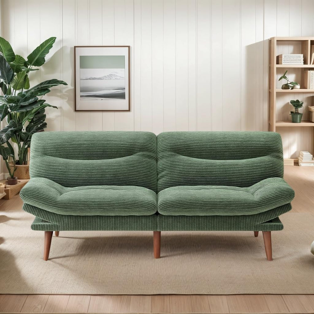 Amada 75 inch 3-in-1 Convertible Futon Sofa Bed, Green