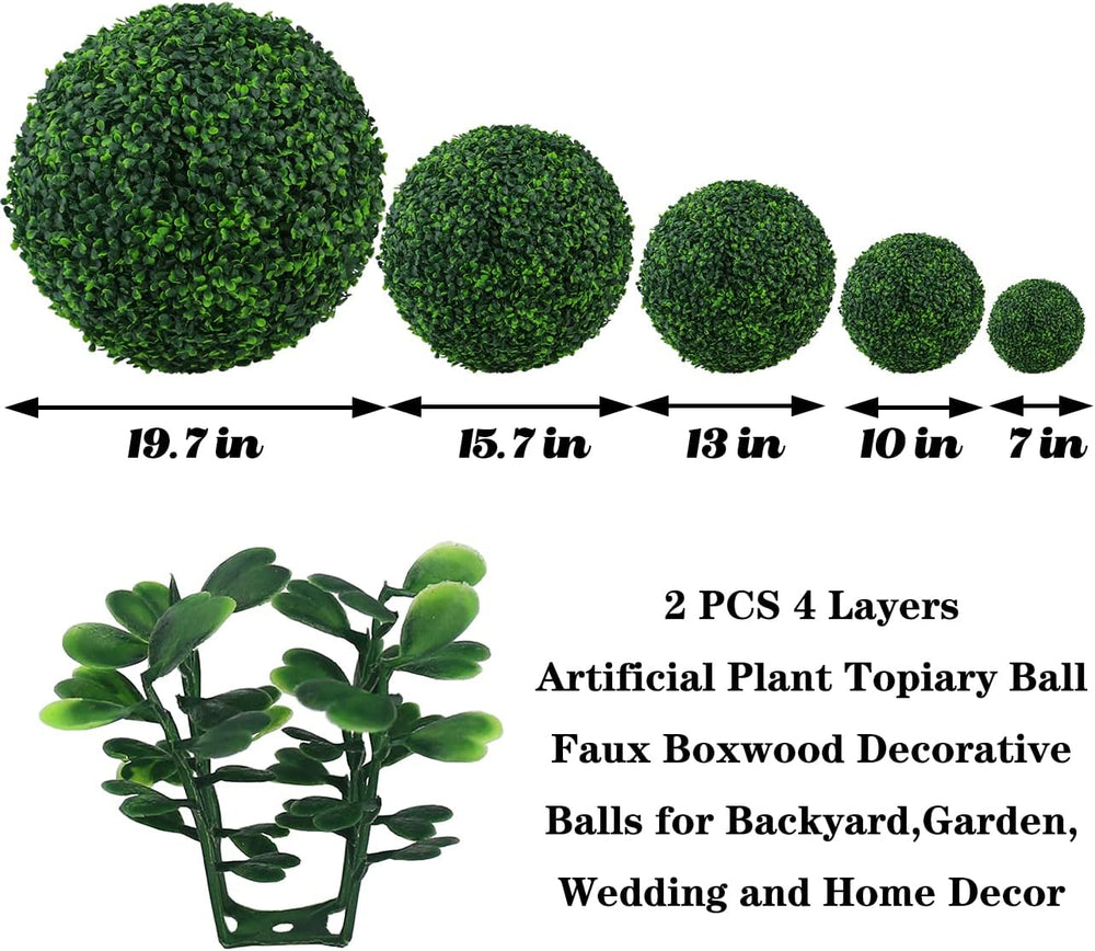 Sunnyglade 2 PCS 15.7 inch 4 Layers Artificial Plant Topiary Ball Faux Boxwoo...