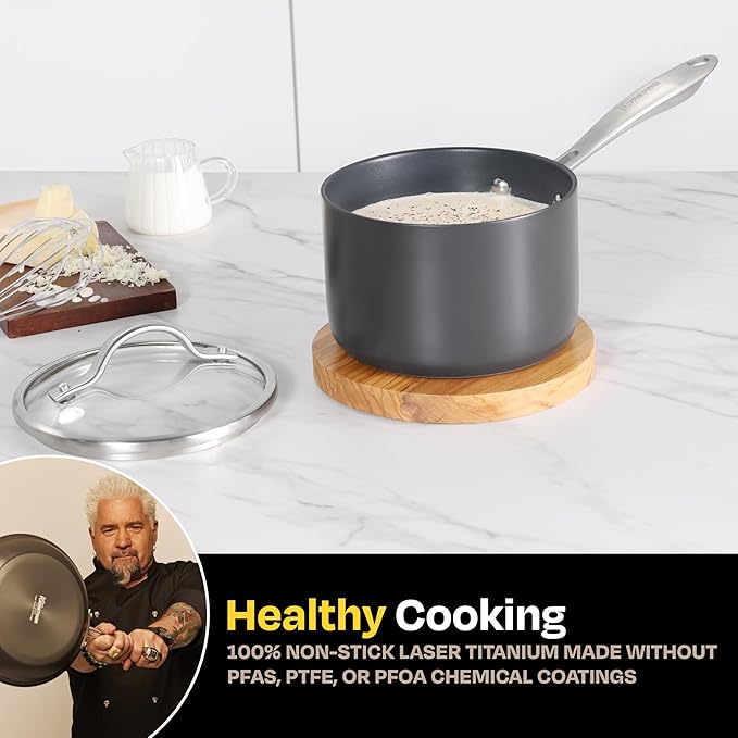 Guy Fieri's Flavortown Laser Titanium 2-Quart Sauce Pan