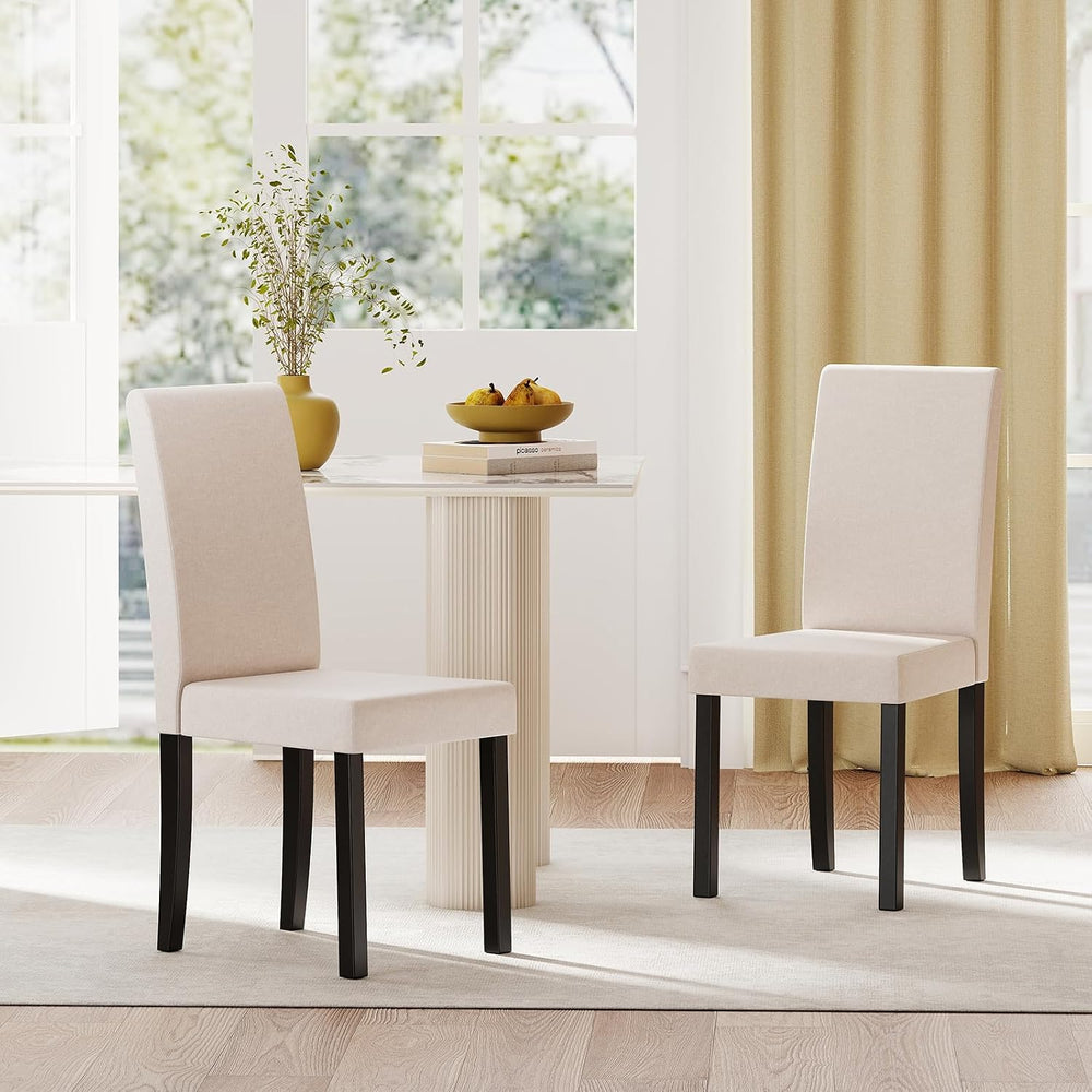 Giantex Upholstered Dining Chair Set of 2, Mid Century Modern Fabric Kitchen ...