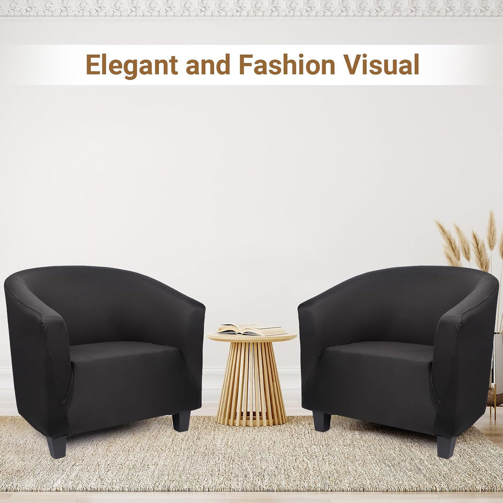 Chair Covers Armchair, 2 Pack Stretch Black Barrel Club Chair Slipcovers, Rou...