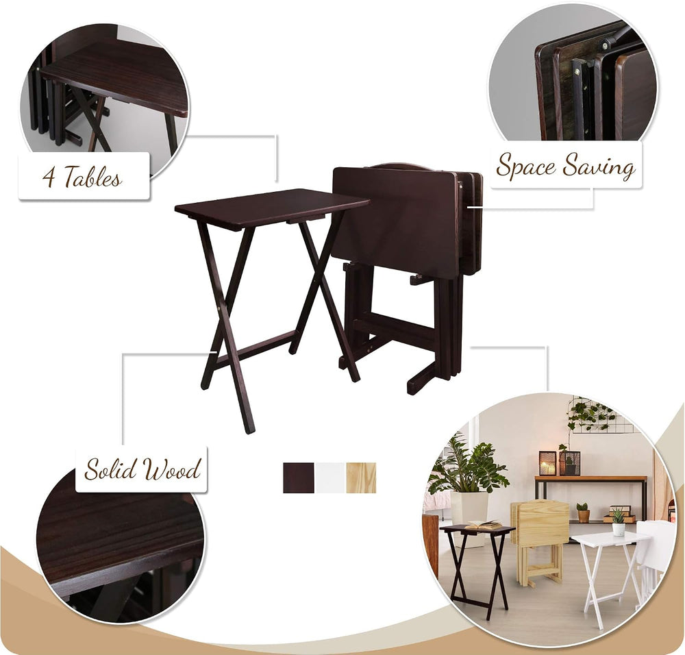 Casual Home 5pcs Tray Table Set, Natural (New), 14.75 in x 19 in x 25.5 in