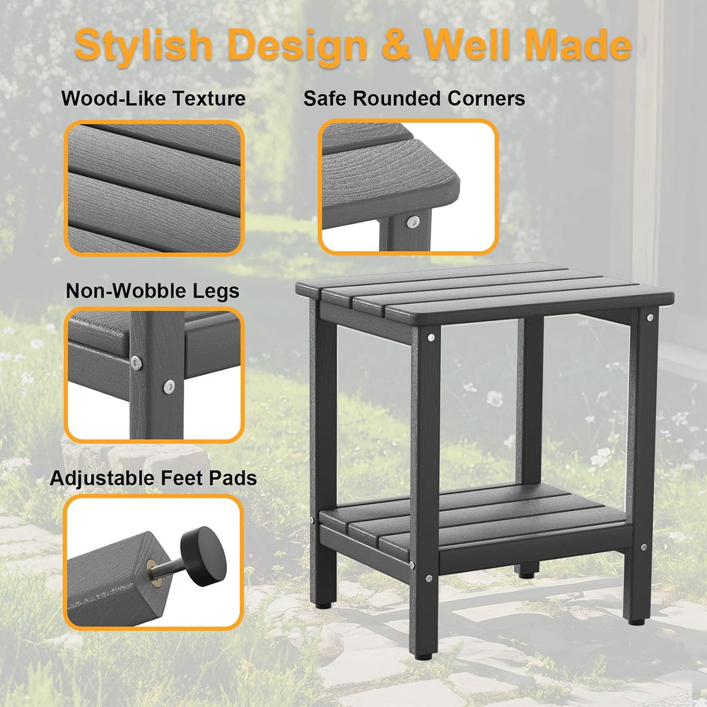 Outdoor Side Table, 17.7-Inch Small Adirondack Patio Side Table