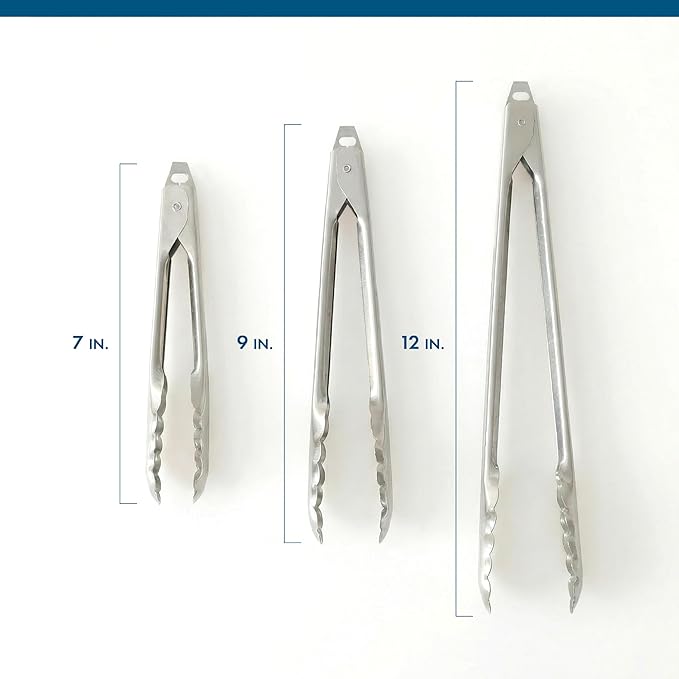EDLUND 3-Pack Tong Set – Commercial Grade Stainless Steel Tongs, Heavy Duty Grip
