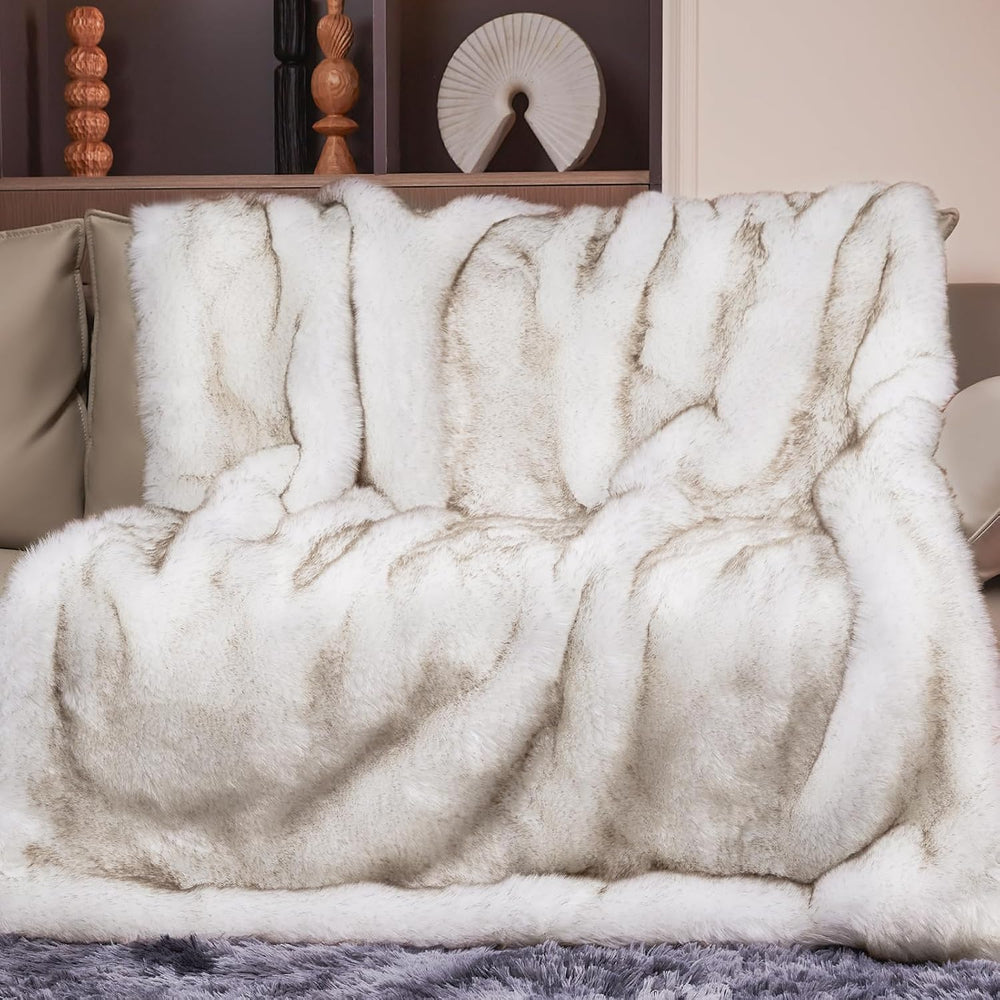 1000GSM Faux Fur Throw Blanket, Super Thick Warm Cozy Heavy Blankets for Couc...