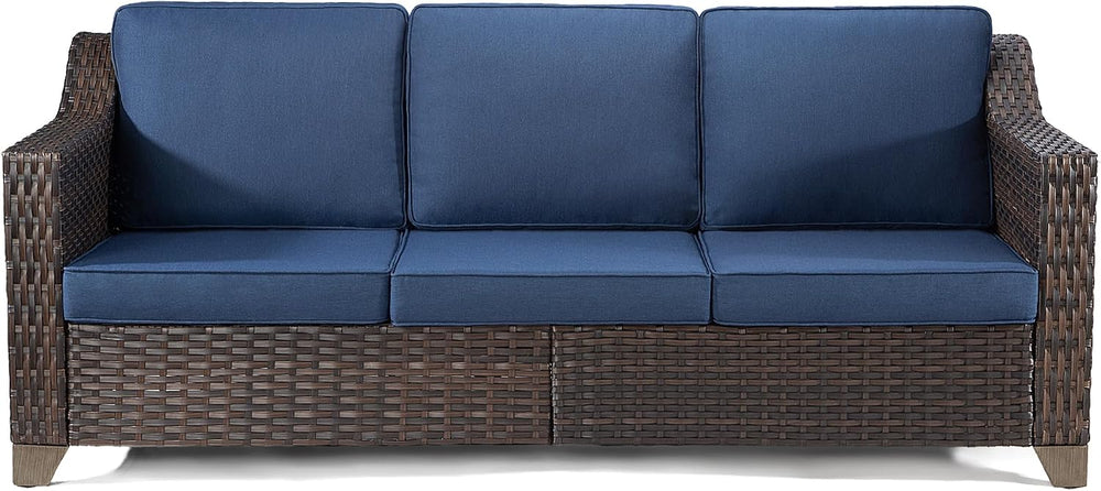 Luxury 3 Seater Outdoor Patio Couch with Handwoven PE Wicker