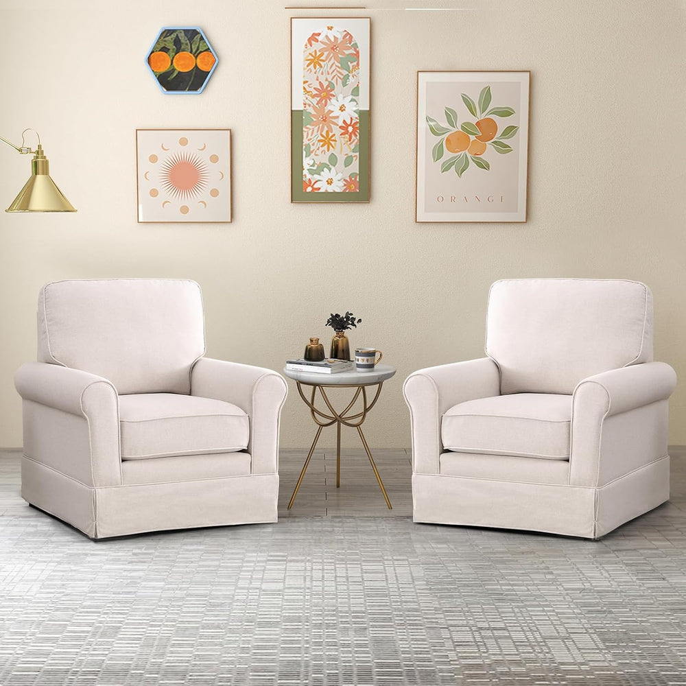 INZOY Swivel Accent Chair Linen Mid Century Modern Chair, Comfy Swivel Barrel...