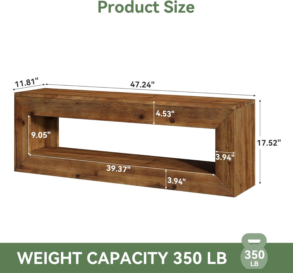 Solid Wood Entryway Bench, 47" Rustic Farmhouse Indoor Bench Seat with S...