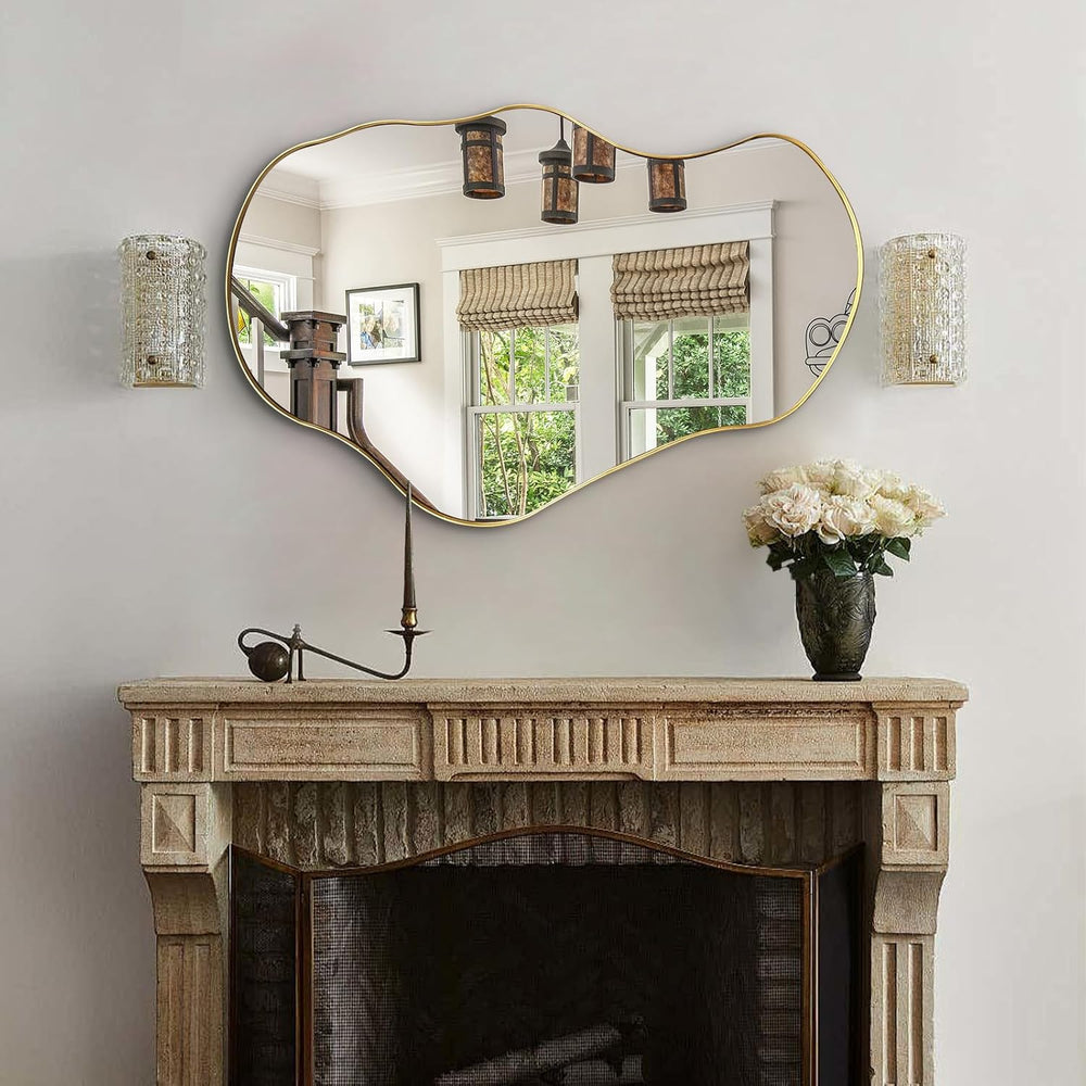 Irregular Wall Mirror, 30"x20" Asymmetrical Decorative Accent Mirro...