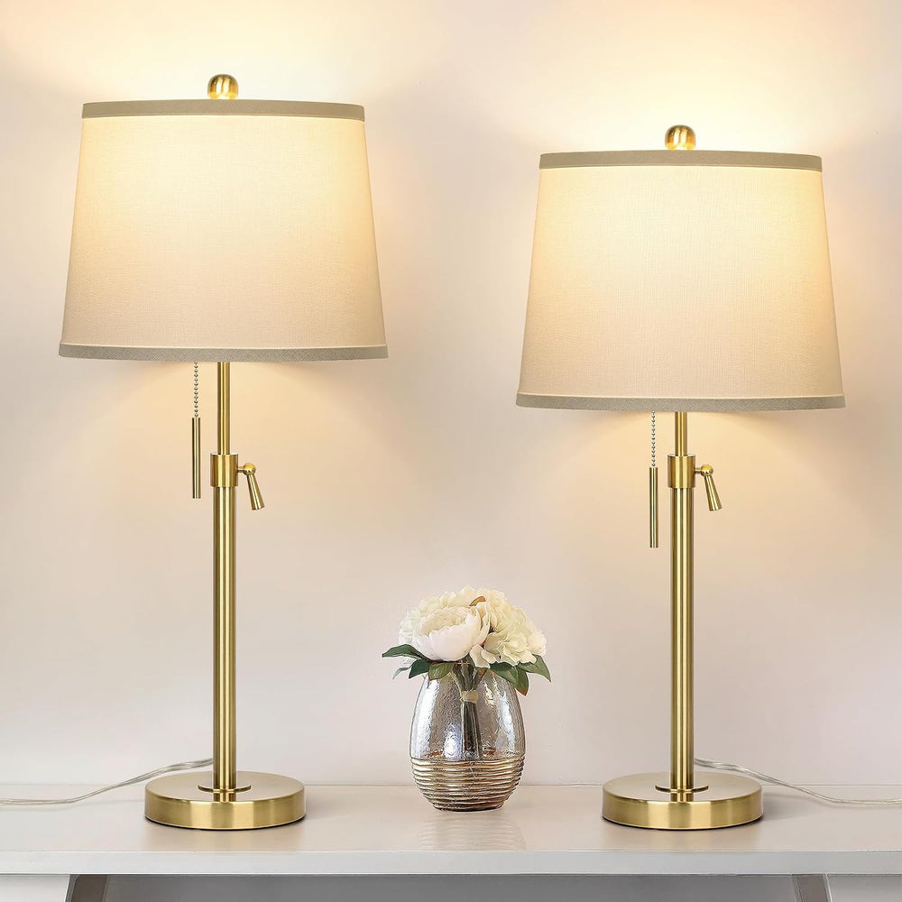 2 Pack 22"-30" Adjustable Height Table Lamps Set, Modern Gold Table...