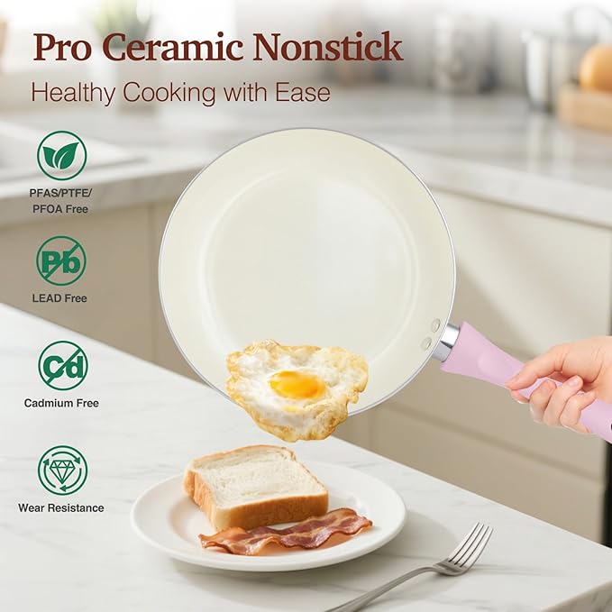 M MELENTA Pots and Pans Set Non Stick, 11-Piece Induction Cookware, Non Toxic
