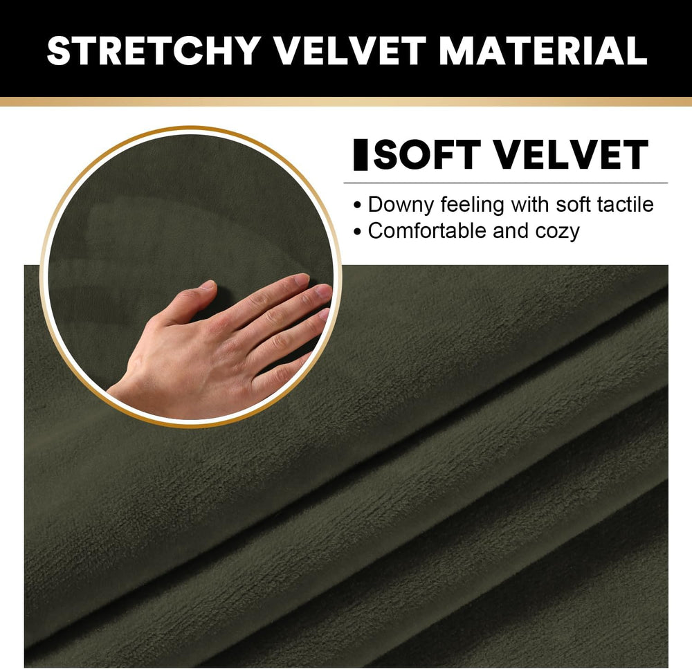PrinceDeco Velvet Plush Couch Cover Stretch 2 Piece Chair Cover Chair Slipcov...
